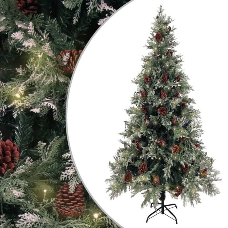 vidaXL Weihnachtsbaum mit Beleuchtung und Kiefernzapfen 225 cm PVC&PE vidaXL Weihnachtsbaum mit Beleuchtung und Kiefernzapfen 225 cm PVC&PE