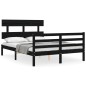 vidaXL Massivholzbett mit Kopfteil Schwarz 140x190 cm vidaXL Massivholzbett mit Kopfteil Schwarz 140x190 cm