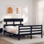 vidaXL Massivholzbett mit Kopfteil Schwarz 140x190 cm vidaXL Massivholzbett mit Kopfteil Schwarz 140x190 cm