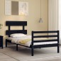 vidaXL Massivholzbett mit Kopfteil Schwarz 90x200 cm vidaXL Massivholzbett mit Kopfteil Schwarz 90x200 cm