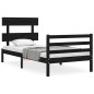 vidaXL Massivholzbett mit Kopfteil Schwarz 90x200 cm vidaXL Massivholzbett mit Kopfteil Schwarz 90x200 cm