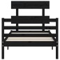 vidaXL Massivholzbett mit Kopfteil Schwarz 90x200 cm vidaXL Massivholzbett mit Kopfteil Schwarz 90x200 cm