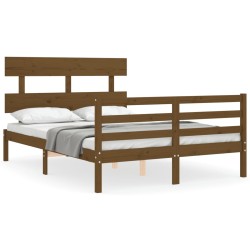vidaXL Massivholzbett mit Kopfteil Honigbraun 140x200 cm