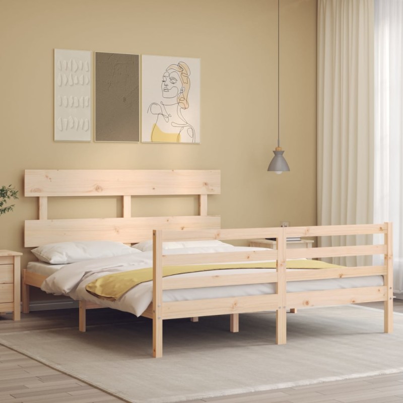 vidaXL Massivholzbett mit Kopfteil vidaXL Massivholzbett mit Kopfteil