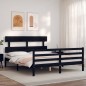vidaXL Massivholzbett mit Kopfteil Schwarz 160x200 cm vidaXL Massivholzbett mit Kopfteil Schwarz 160x200 cm