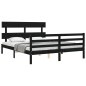 vidaXL Massivholzbett mit Kopfteil Schwarz 160x200 cm vidaXL Massivholzbett mit Kopfteil Schwarz 160x200 cm