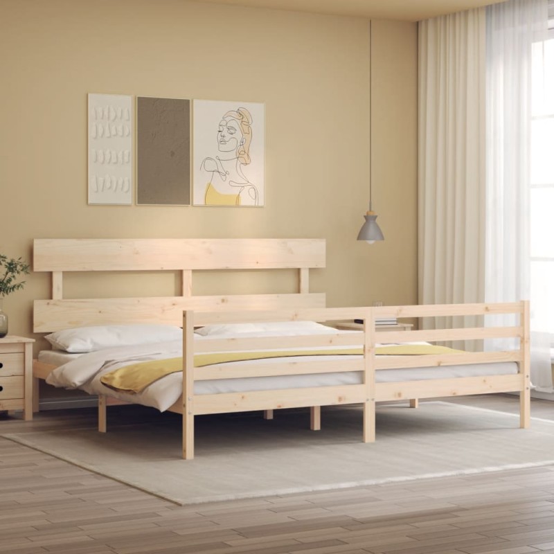 vidaXL Massivholzbett mit Kopfteil 200x200 cm vidaXL Massivholzbett mit Kopfteil 200x200 cm