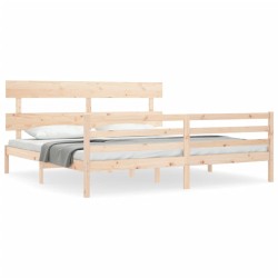 vidaXL Massivholzbett mit Kopfteil 200x200 cm