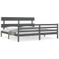 vidaXL Massivholzbett mit Kopfteil Grau 200x200 cm vidaXL Massivholzbett mit Kopfteil Grau 200x200 cm