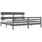 vidaXL Massivholzbett mit Kopfteil Grau 200x200 cm vidaXL Massivholzbett mit Kopfteil Grau 200x200 cm