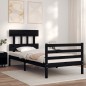 vidaXL Massivholzbett mit Kopfteil Schwarz 90x200 cm vidaXL Massivholzbett mit Kopfteil Schwarz 90x200 cm
