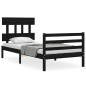 vidaXL Massivholzbett mit Kopfteil Schwarz 90x200 cm vidaXL Massivholzbett mit Kopfteil Schwarz 90x200 cm
