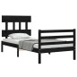 vidaXL Massivholzbett mit Kopfteil Schwarz 90x200 cm vidaXL Massivholzbett mit Kopfteil Schwarz 90x200 cm