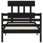 vidaXL Massivholzbett mit Kopfteil Schwarz 90x200 cm vidaXL Massivholzbett mit Kopfteil Schwarz 90x200 cm