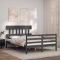 vidaXL Massivholzbett mit Kopfteil Grau 140x200 cm vidaXL Massivholzbett mit Kopfteil Grau 140x200 cm