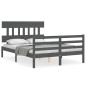 vidaXL Massivholzbett mit Kopfteil Grau 140x200 cm vidaXL Massivholzbett mit Kopfteil Grau 140x200 cm