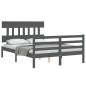 vidaXL Massivholzbett mit Kopfteil Grau 140x200 cm vidaXL Massivholzbett mit Kopfteil Grau 140x200 cm