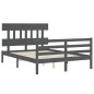 vidaXL Massivholzbett mit Kopfteil Grau 140x200 cm vidaXL Massivholzbett mit Kopfteil Grau 140x200 cm