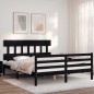 vidaXL Massivholzbett mit Kopfteil Schwarz 160x200 cm vidaXL Massivholzbett mit Kopfteil Schwarz 160x200 cm