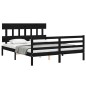 vidaXL Massivholzbett mit Kopfteil Schwarz 160x200 cm vidaXL Massivholzbett mit Kopfteil Schwarz 160x200 cm