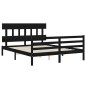 vidaXL Massivholzbett mit Kopfteil Schwarz 160x200 cm vidaXL Massivholzbett mit Kopfteil Schwarz 160x200 cm