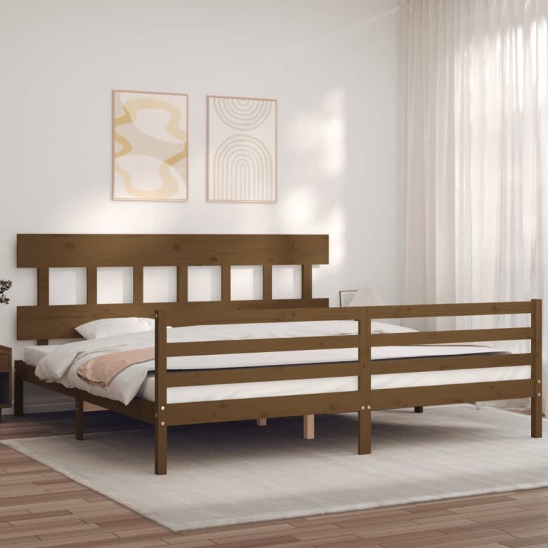vidaXL Massivholzbett mit Kopfteil Honigbraun 200x200 cm vidaXL Massivholzbett mit Kopfteil Honigbraun 200x200 cm