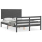 vidaXL Massivholzbett mit Kopfteil Grau 140x190 cm vidaXL Massivholzbett mit Kopfteil Grau 140x190 cm