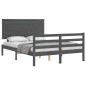 vidaXL Massivholzbett mit Kopfteil Grau 140x190 cm vidaXL Massivholzbett mit Kopfteil Grau 140x190 cm