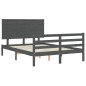 vidaXL Massivholzbett mit Kopfteil Grau 140x190 cm vidaXL Massivholzbett mit Kopfteil Grau 140x190 cm