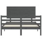 vidaXL Massivholzbett mit Kopfteil Grau 140x190 cm vidaXL Massivholzbett mit Kopfteil Grau 140x190 cm