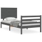 vidaXL Massivholzbett mit Kopfteil Grau 90x200 cm vidaXL Massivholzbett mit Kopfteil Grau 90x200 cm