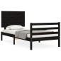 vidaXL Massivholzbett mit Kopfteil Schwarz 100x200 cm