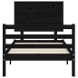vidaXL Massivholzbett mit Kopfteil Schwarz 100x200 cm