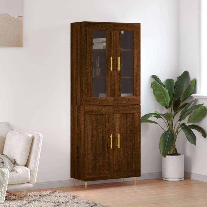 Highboard Braun Eichen-Optik 69,5x34x180 cm Holzwerkstoff Highboard Braun Eichen-Optik 69,5x34x180 cm Holzwerkstoff