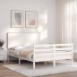 vidaXL Massivholzbett mit Kopfteil Weiß 120x200 cm vidaXL Massivholzbett mit Kopfteil Weiß 120x200 cm