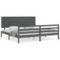 vidaXL Massivholzbett mit Kopfteil Grau 200x200 cm vidaXL Massivholzbett mit Kopfteil Grau 200x200 cm
