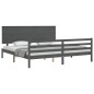 vidaXL Massivholzbett mit Kopfteil Grau 200x200 cm vidaXL Massivholzbett mit Kopfteil Grau 200x200 cm