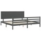 vidaXL Massivholzbett mit Kopfteil Grau 200x200 cm vidaXL Massivholzbett mit Kopfteil Grau 200x200 cm
