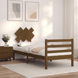 vidaXL Massivholzbett mit Kopfteil Honigbraun 90x200 cm