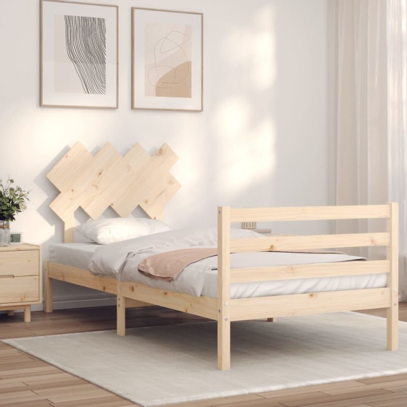 vidaXL Massivholzbett mit Kopfteil 100x200 cm vidaXL Massivholzbett mit Kopfteil 100x200 cm
