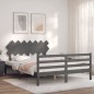 vidaXL Massivholzbett mit Kopfteil Grau 140x200 cm vidaXL Massivholzbett mit Kopfteil Grau 140x200 cm