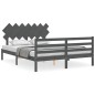 vidaXL Massivholzbett mit Kopfteil Grau 140x200 cm vidaXL Massivholzbett mit Kopfteil Grau 140x200 cm