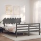 vidaXL Massivholzbett mit Kopfteil Grau 140x200 cm vidaXL Massivholzbett mit Kopfteil Grau 140x200 cm