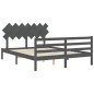 vidaXL Massivholzbett mit Kopfteil Grau 140x200 cm vidaXL Massivholzbett mit Kopfteil Grau 140x200 cm