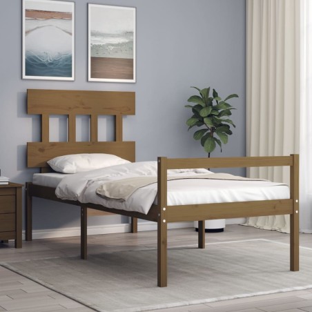 vidaXL Massivholzbett mit Kopfteil Honigbraun 100x200 cm