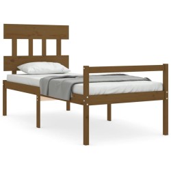 vidaXL Massivholzbett mit Kopfteil Honigbraun 100x200 cm