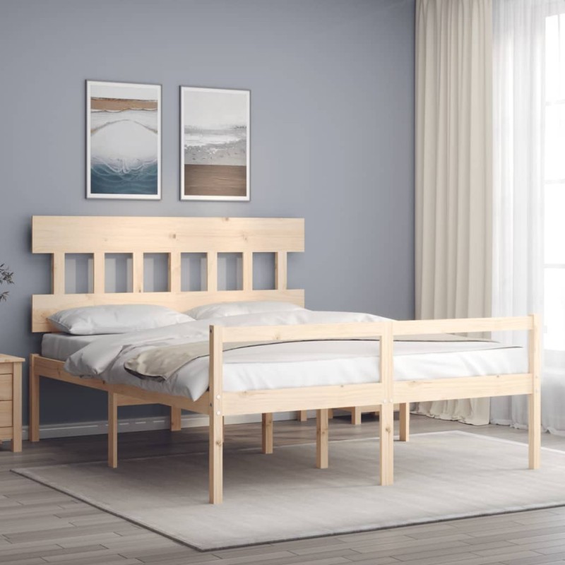 vidaXL Massivholzbett mit Kopfteil vidaXL Massivholzbett mit Kopfteil