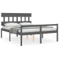 vidaXL Massivholzbett mit Kopfteil Grau 160x200 cm vidaXL Massivholzbett mit Kopfteil Grau 160x200 cm