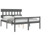 vidaXL Massivholzbett mit Kopfteil Grau 160x200 cm vidaXL Massivholzbett mit Kopfteil Grau 160x200 cm