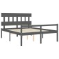 vidaXL Massivholzbett mit Kopfteil Grau 160x200 cm vidaXL Massivholzbett mit Kopfteil Grau 160x200 cm